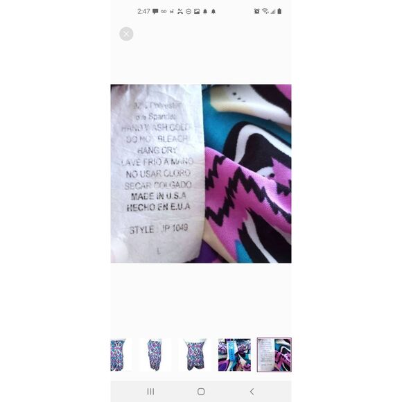 AZULES PURPLE, BLUE, WHITE, & BLACK STRAPLESS ROMPER SZ.L EUC. - Picture 8 of 8